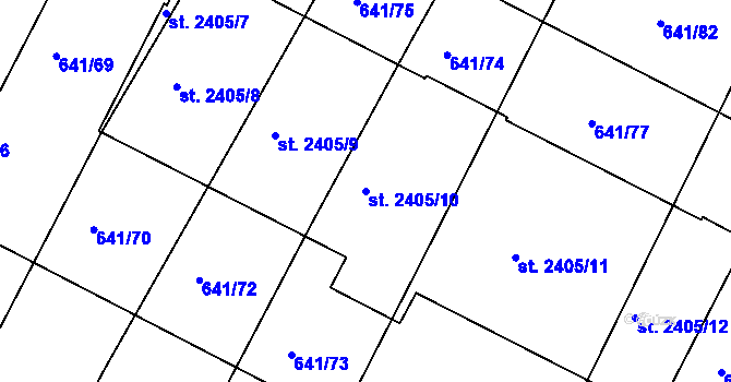 Parcela st. 2405/10 v KÚ Vodňany, Katastrální mapa