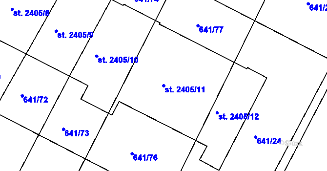 Parcela st. 2405/11 v KÚ Vodňany, Katastrální mapa