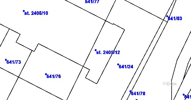 Parcela st. 2405/12 v KÚ Vodňany, Katastrální mapa