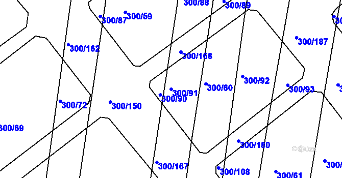 Parcela st. 300/91 v KÚ Vodňany, Katastrální mapa