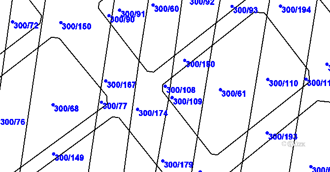 Parcela st. 300/108 v KÚ Vodňany, Katastrální mapa