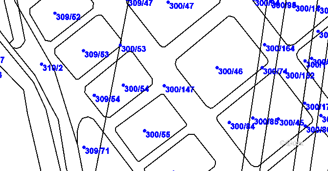 Parcela st. 300/147 v KÚ Vodňany, Katastrální mapa