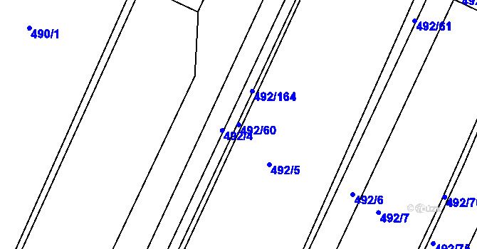Parcela st. 492/60 v KÚ Vodňany, Katastrální mapa