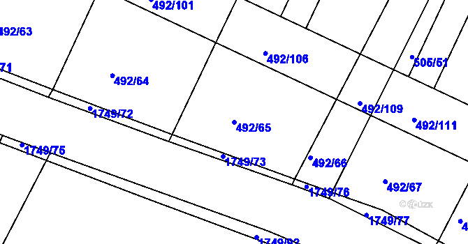 Parcela st. 492/65 v KÚ Vodňany, Katastrální mapa