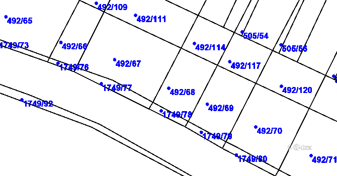 Parcela st. 492/68 v KÚ Vodňany, Katastrální mapa