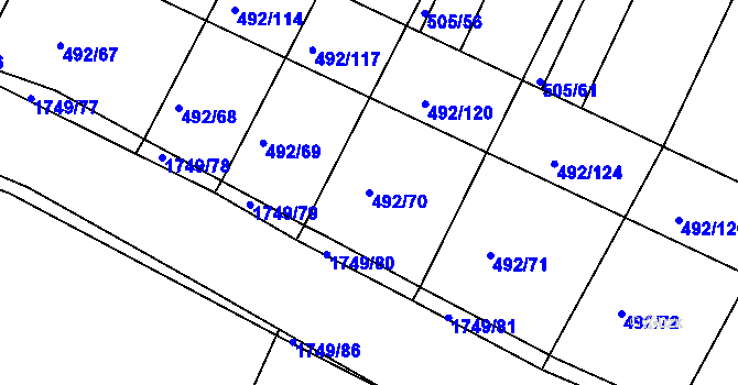 Parcela st. 492/70 v KÚ Vodňany, Katastrální mapa