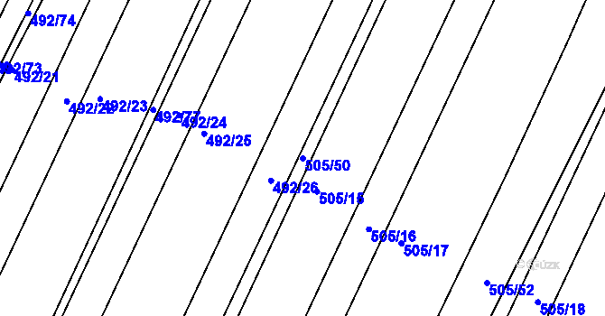 Parcela st. 505/50 v KÚ Vodňany, Katastrální mapa