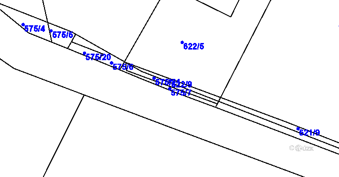 Parcela st. 575/7 v KÚ Vodňany, Katastrální mapa