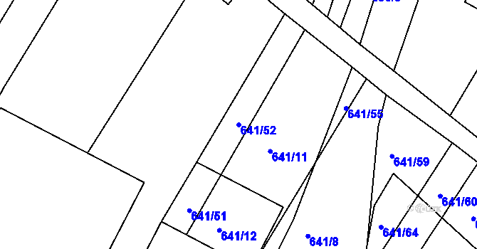 Parcela st. 641/52 v KÚ Vodňany, Katastrální mapa