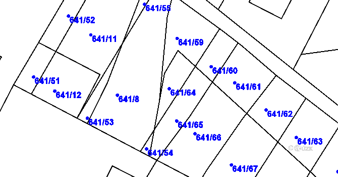 Parcela st. 641/64 v KÚ Vodňany, Katastrální mapa