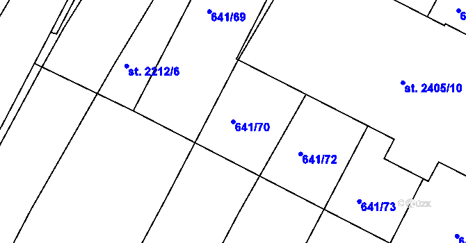 Parcela st. 641/70 v KÚ Vodňany, Katastrální mapa