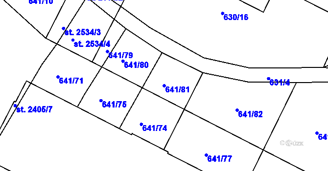 Parcela st. 641/81 v KÚ Vodňany, Katastrální mapa