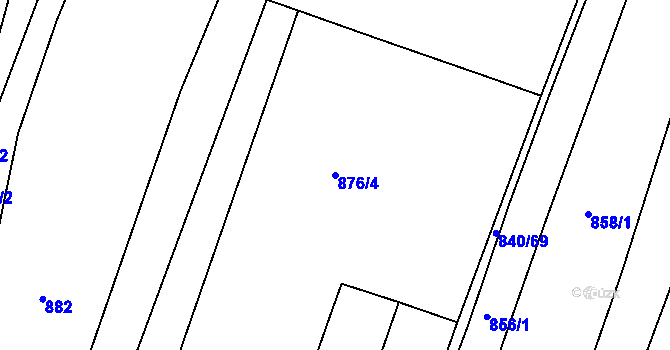 Parcela st. 876/4 v KÚ Vodňany, Katastrální mapa