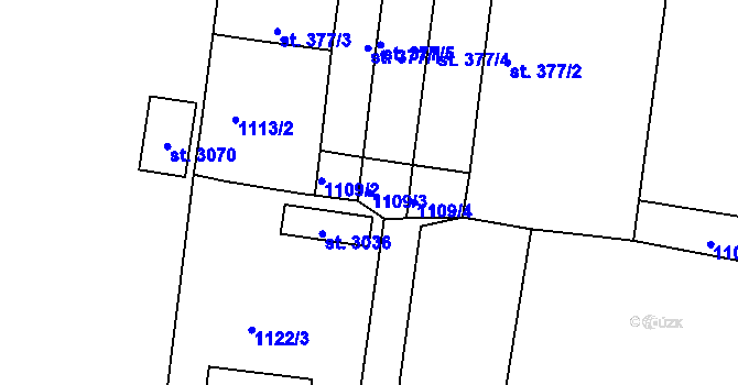 Parcela st. 1109/3 v KÚ Vodňany, Katastrální mapa