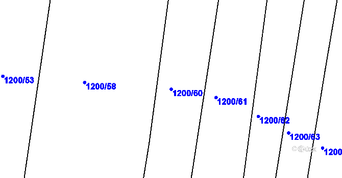Parcela st. 1200/60 v KÚ Vodňany, Katastrální mapa