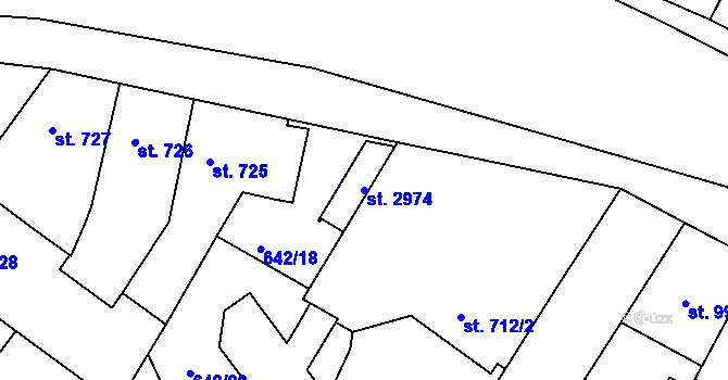 Parcela st. 2974 v KÚ Vodňany, Katastrální mapa