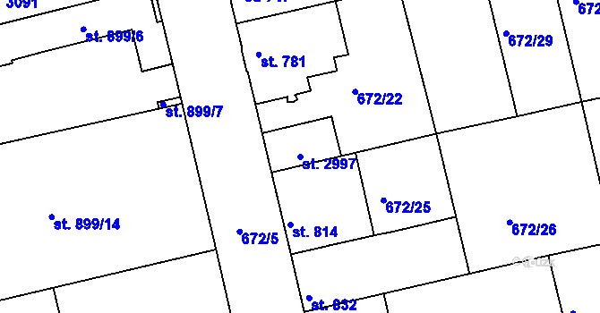 Parcela st. 2997 v KÚ Vodňany, Katastrální mapa