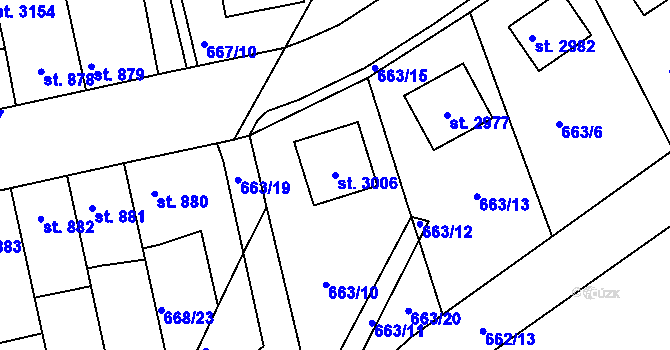 Parcela st. 3006 v KÚ Vodňany, Katastrální mapa