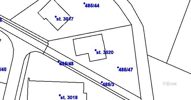 Parcela st. 3020 v KÚ Vodňany, Katastrální mapa