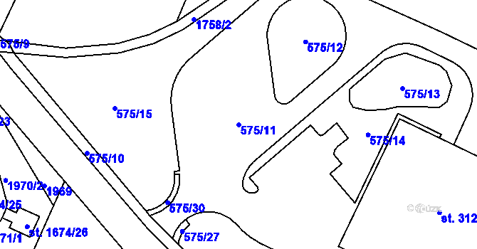 Parcela st. 575/11 v KÚ Vodňany, Katastrální mapa