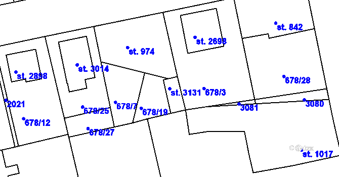 Parcela st. 3131 v KÚ Vodňany, Katastrální mapa