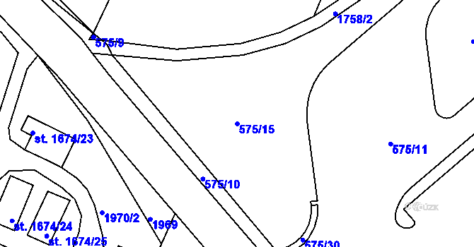 Parcela st. 575/15 v KÚ Vodňany, Katastrální mapa