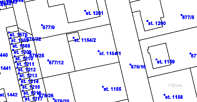 Parcela st. 1154/1 v KÚ Vodňany, Katastrální mapa