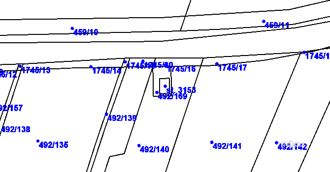 Parcela st. 3153 v KÚ Vodňany, Katastrální mapa