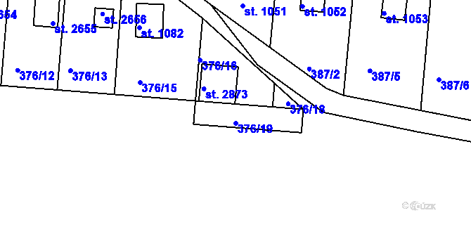 Parcela st. 376/19 v KÚ Vodňany, Katastrální mapa