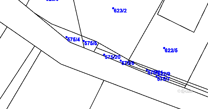 Parcela st. 575/20 v KÚ Vodňany, Katastrální mapa