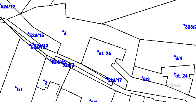 Parcela st. 25 v KÚ Hoštice u Vodochod, Katastrální mapa