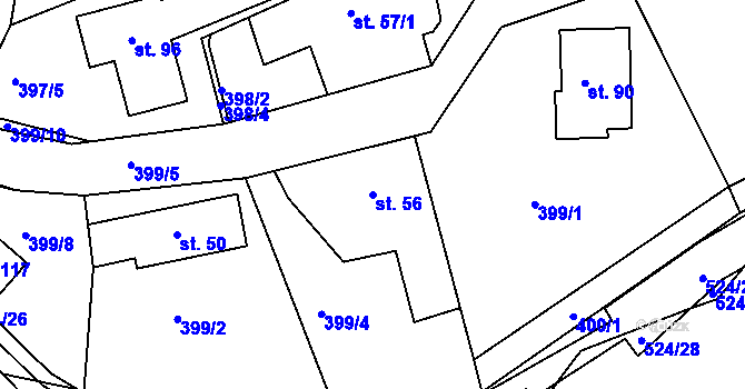 Parcela st. 56 v KÚ Hoštice u Vodochod, Katastrální mapa
