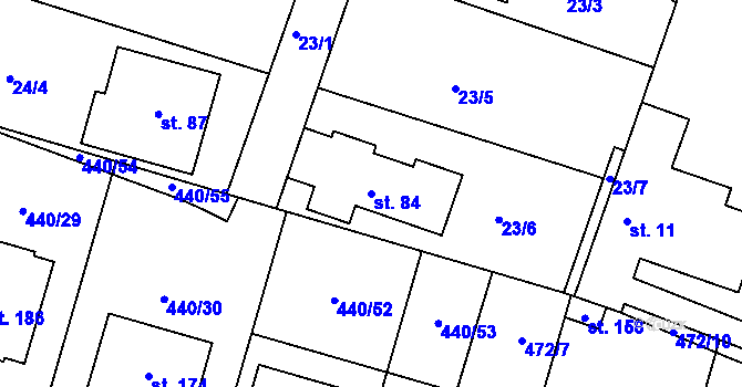 Parcela st. 84 v KÚ Hoštice u Vodochod, Katastrální mapa