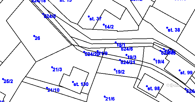 Parcela st. 21/9 v KÚ Hoštice u Vodochod, Katastrální mapa