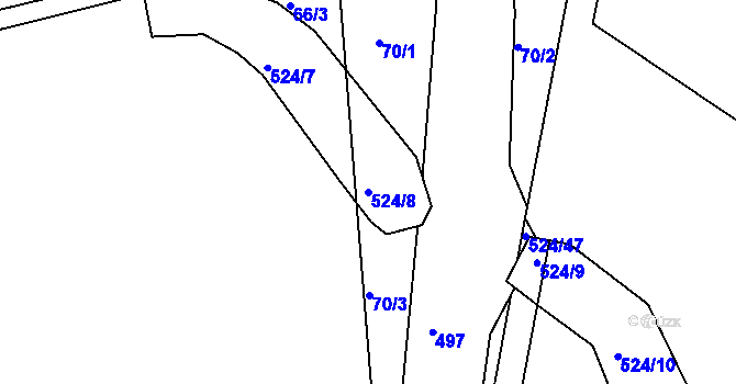 Parcela st. 524/8 v KÚ Hoštice u Vodochod, Katastrální mapa
