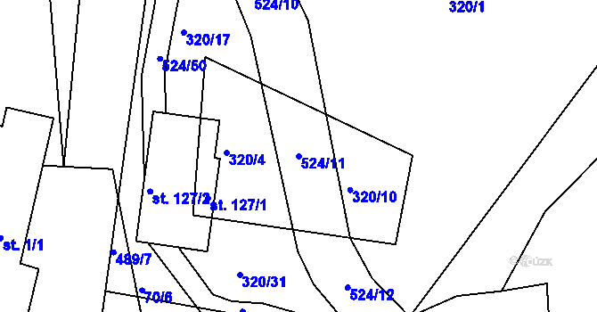 Parcela st. 524/11 v KÚ Hoštice u Vodochod, Katastrální mapa