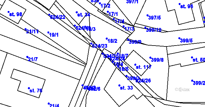 Parcela st. 524/25 v KÚ Hoštice u Vodochod, Katastrální mapa