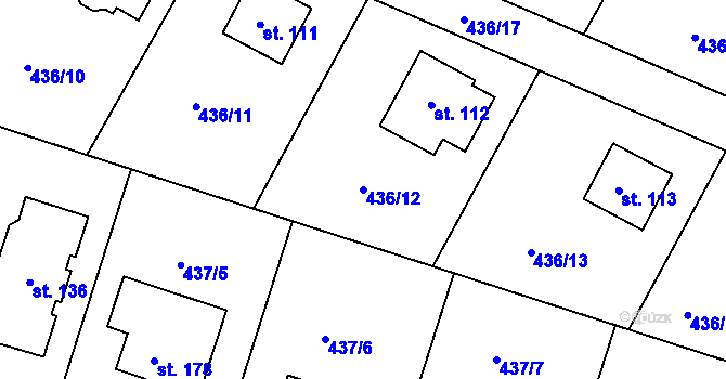 Parcela st. 436/12 v KÚ Hoštice u Vodochod, Katastrální mapa