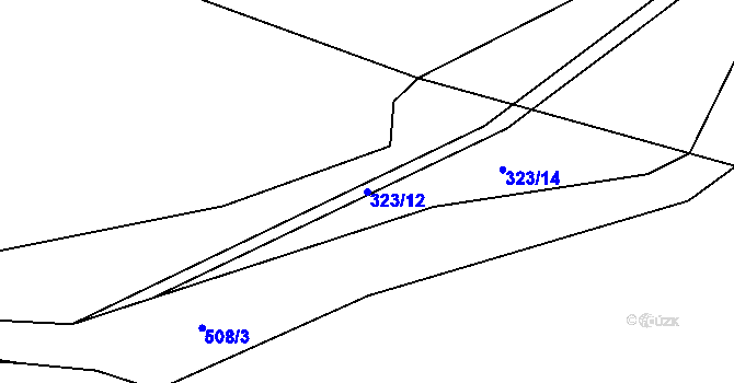 Parcela st. 323/12 v KÚ Hoštice u Vodochod, Katastrální mapa