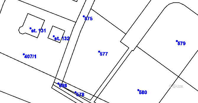 Parcela st. 577 v KÚ Hoštice u Vodochod, Katastrální mapa