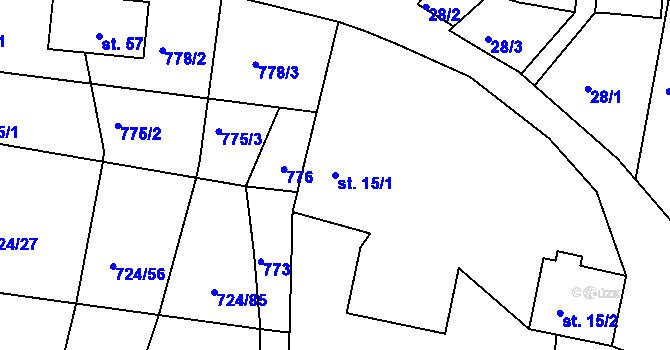 Parcela st. 15/1 v KÚ Háje u Vodokrt, Katastrální mapa
