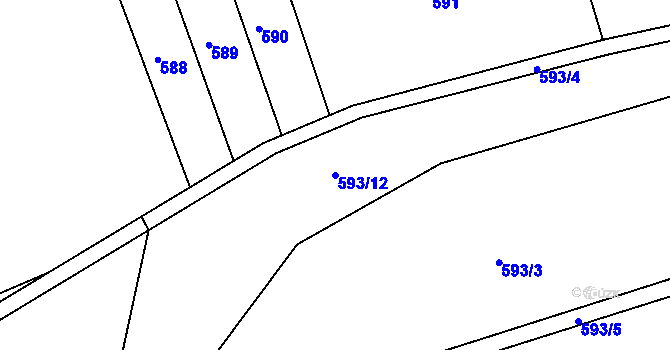 Parcela st. 593/12 v KÚ Háje u Vodokrt, Katastrální mapa