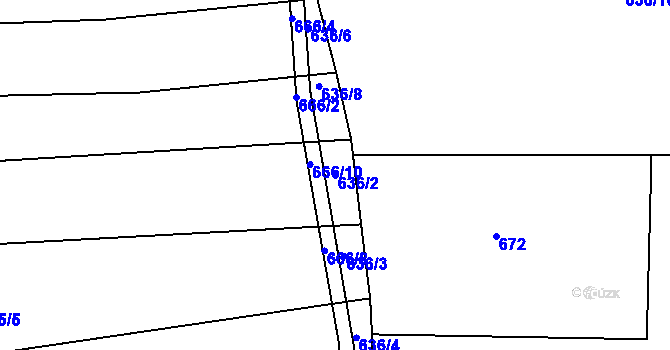 Parcela st. 636/2 v KÚ Háje u Vodokrt, Katastrální mapa