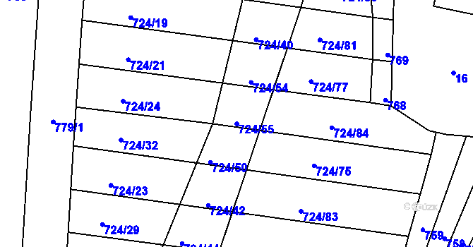 Parcela st. 724/55 v KÚ Háje u Vodokrt, Katastrální mapa