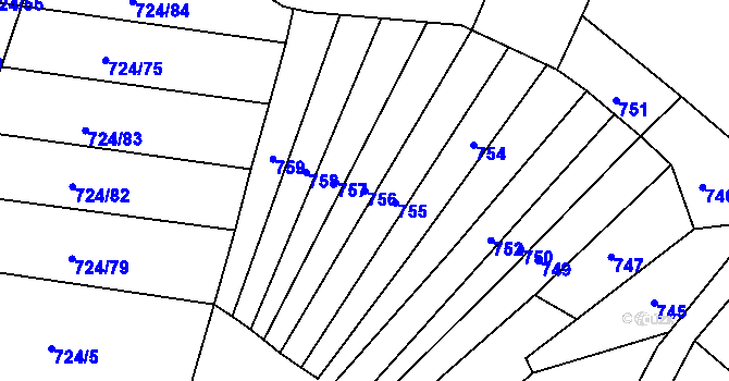 Parcela st. 756 v KÚ Háje u Vodokrt, Katastrální mapa