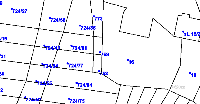 Parcela st. 769 v KÚ Háje u Vodokrt, Katastrální mapa