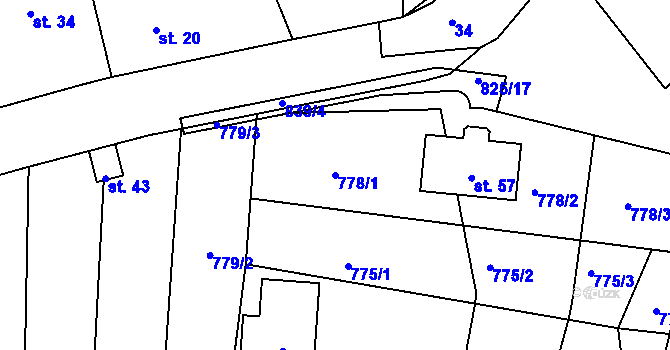 Parcela st. 778/1 v KÚ Háje u Vodokrt, Katastrální mapa