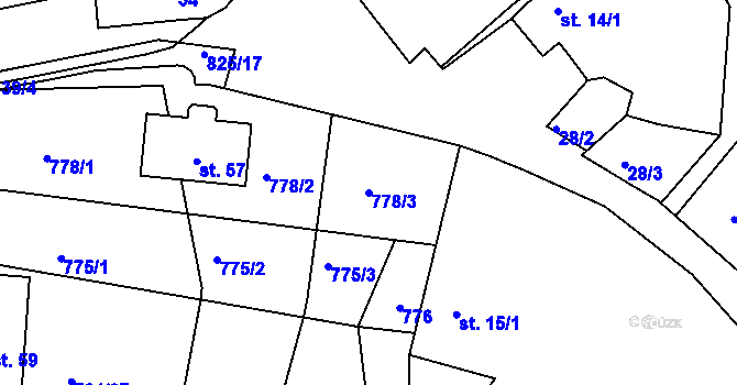 Parcela st. 778/3 v KÚ Háje u Vodokrt, Katastrální mapa