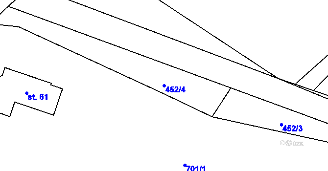 Parcela st. 452/4 v KÚ Háje u Vodokrt, Katastrální mapa