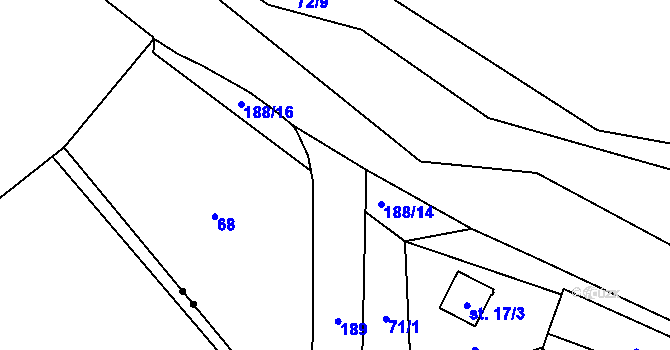 Parcela st. 188/15 v KÚ Knihy, Katastrální mapa